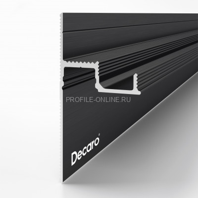 Теневой плинтус скрытого монтажа алюминиевый Decaro Engineering D001A Black черный с возможностью LED подсветки 2м