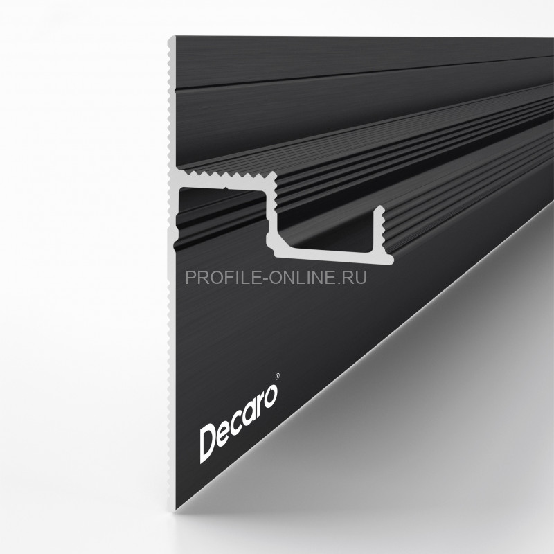 Теневой плинтус алюминиевый Decaro Engineering D001A Black черный с возможностью LED подсветки 2м