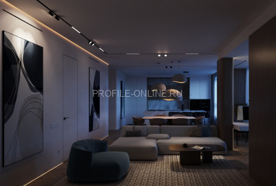 Теневой плинтус скрытого монтажа алюминиевый Decaro Engineering D001A Black черный с возможностью LED подсветки 2м