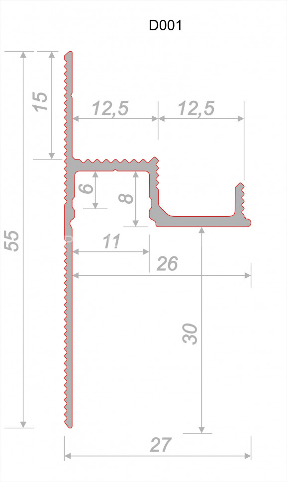 Теневой плинтус скрытого монтажа алюминиевый Decaro Engineering D001A Black черный с возможностью LED подсветки 2м