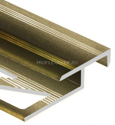 Алюминиевый Т-образный профиль закладной лестничный 20х12 мм PV58-08 шампань матовая 2,7 м