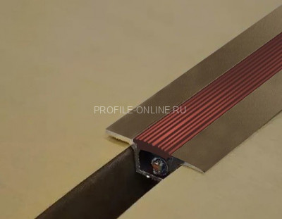 Алюминиевый порог одноуровневый 37 мм противоскользящий с кабель-каналом ПК-1 Бронза РЕ (коричневая вставка) 2,7 м (упаковка 10 штук)