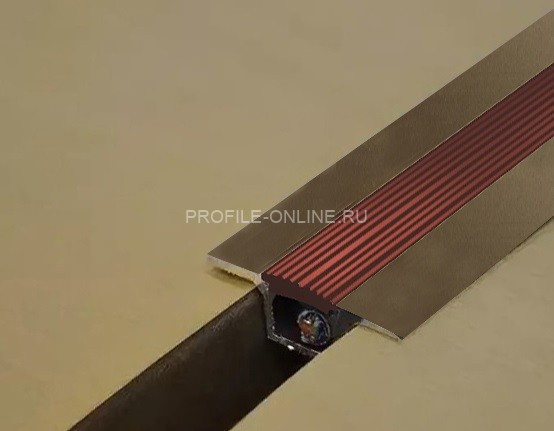 Алюминиевый порог одноуровневый 37 мм противоскользящий с кабель-каналом ПК-1 Бронза РЕ (коричневая вставка) 2,7 м (упаковка 10 штук)