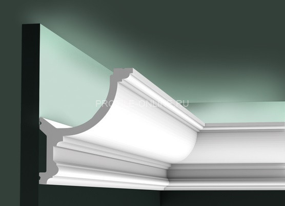 Потолочный плинтус для скрытой подсветки Orac Decor Purotouch C901 белого цвета из полиуретана 148х124 мм 200 см