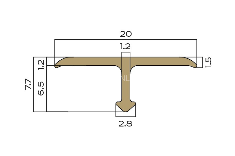 Латунный Т-образный профиль полукруглый 20 мм NEEXY PVL37-04 ANTBL антик бронза светлая 2.7м