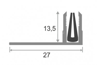 Монтажная планка для Т-профиля алюминиевая 14 мм ПТО-14 без покрытия 2,7 м