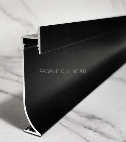 Алюминиевый плинтус с LED подсветкой 71 мм ПТ-71 LED черный (профиль+ экран молочный) 3 м