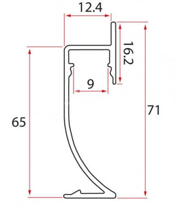 Алюминиевый плинтус с LED подсветкой 71 мм ПТ-71 LED черный (профиль+ экран молочный) 3 м