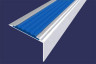Алюминиевый угловой противоскользящий порог с резиновой вставкой 20х38 мм АУ-38-Анод серебро-синий 2,7 м