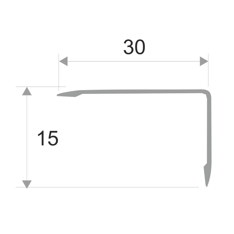 Уголок 30х15 мм из алюминия ПН-30х15 черный матовый 2.7 м