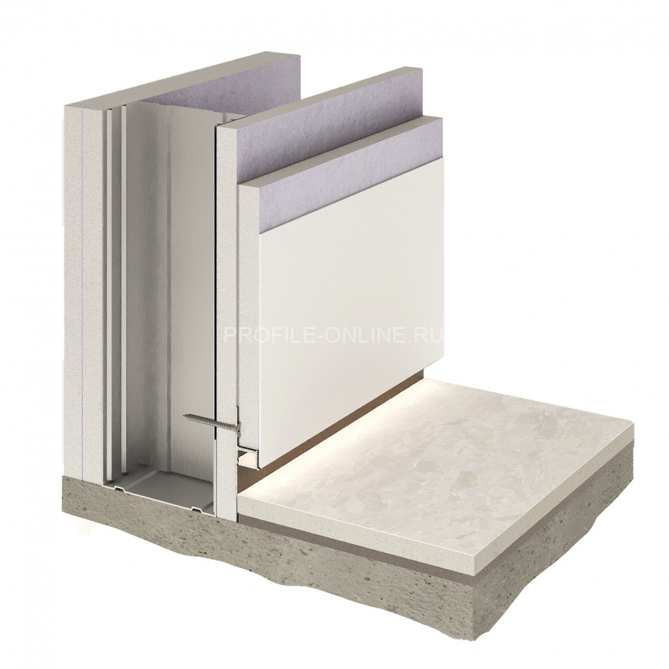 Теневой плинтус скрытого монтажа алюминиевый Decaro Engineering D002 под покраску с возможностью LED подсветки 2м