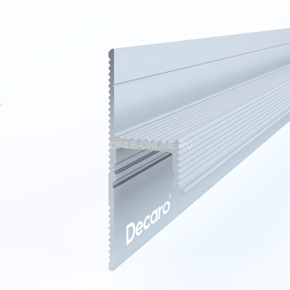 Теневой плинтус скрытого монтажа алюминиевый Decaro Engineering D002 под покраску с возможностью LED подсветки 2м