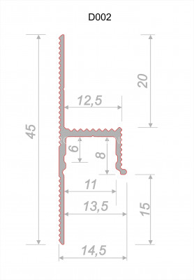 Теневой плинтус скрытого монтажа алюминиевый Decaro Engineering D002 под покраску с возможностью LED подсветки 2м