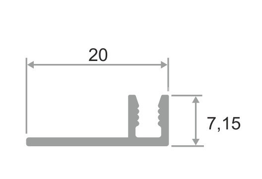 Монтажная планка для Т-профиля алюминиевая 7 мм ПТО-7 без покрытия 2,7 м