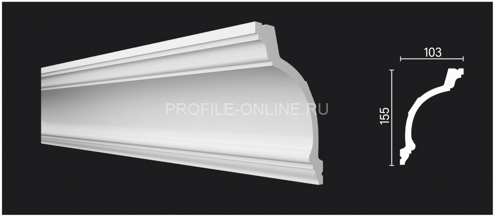 Декоративный плинтус для потолка 155х103 мм Decor-Dizayn DD521 полистирол белый, под покраску 2 м