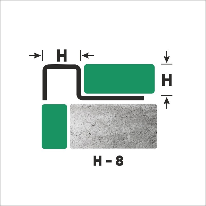 Нержавеющий П-профиль закладной стальной 8х8 мм FPU 8 P полированная сталь 270 см
