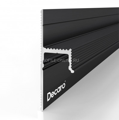 Теневой плинтус скрытого монтажа алюминиевый Decaro Engineering D002A Black черный с возможностью LED подсветки 2м