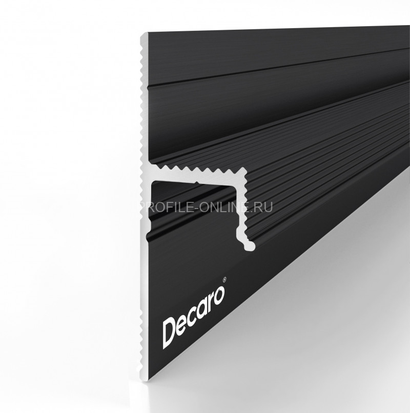 Теневой плинтус алюминиевый Decaro Engineering D002A Black черный с возможностью LED подсветки 2м