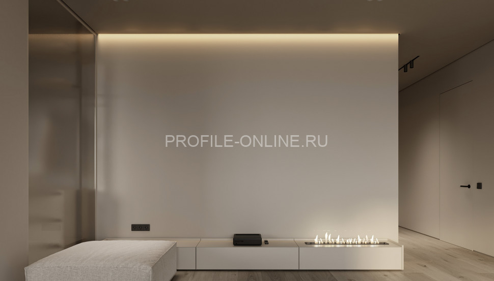 Теневой плинтус скрытого монтажа алюминиевый Decaro Engineering D002A Black черный с возможностью LED подсветки 2м