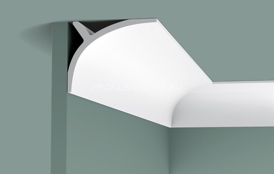 Потолочный плинтус для скрытой подсветки Orac Decor Purotouch C991 белого цвета из полиуретана 140х110 мм 200 см