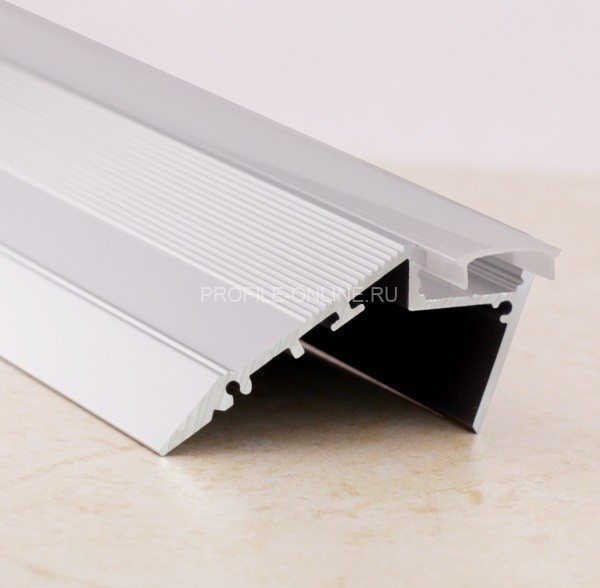 Алюминиевый светодиодный профиль 55х28 мм ПС-5528 серебро матовое 2,5 м