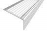 Алюминиевый угловой противоскользящий порог с резиновой вставкой 26х50 мм АУ-50-Анод серебро-белый 3 м