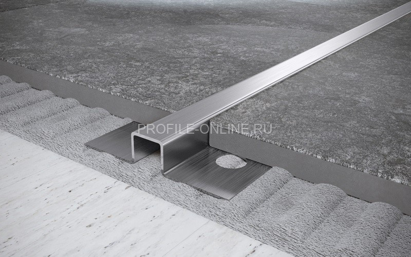 Нержавеющий П-профиль стальной закладной 12х30 мм FUM 12х30 S сатинированная сталь 270 см