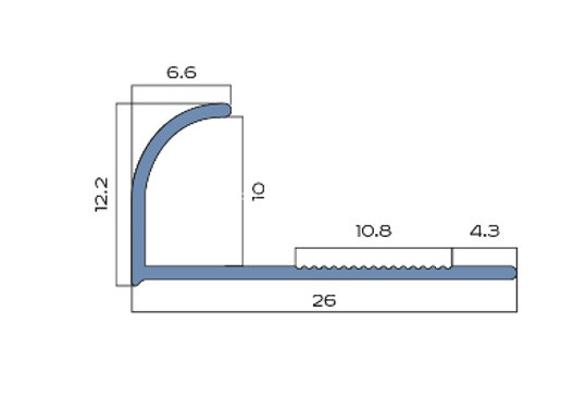 Алюминиевый С-образный профиль для плитки B 8 мм NEEXY PV23-02-MS серебро матовое 2.7м