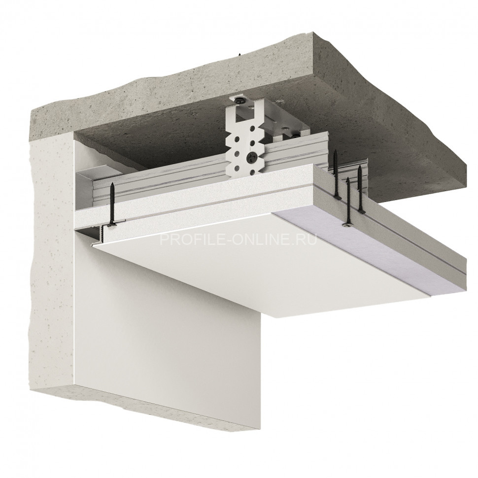 Теневой плинтус скрытого монтажа алюминиевый Decaro Engineering D003 под покраску с возможностью LED подсветки 2м