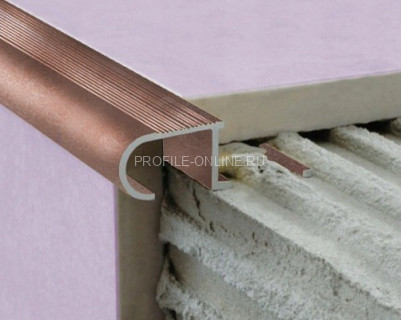 Алюминиевый Z-образный профиль овальный с рифлением 10 мм ZET OWAL PV49-14 розовый матовый 2,7 м