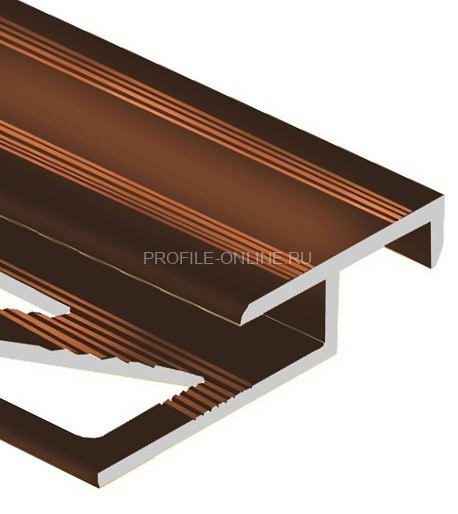 Алюминиевый Т-образный профиль закладной лестничный 20х12 мм PV58-11 коричневый блестящий 2,7 м