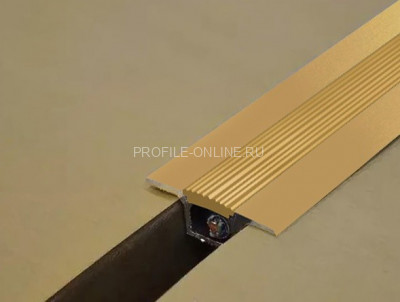 Алюминиевый порог одноуровневый 37 мм противоскользящий с кабель-каналом ПК-1 Золото КЕ (бежевая вставка) 2,7 м (упаковка 10 штук)