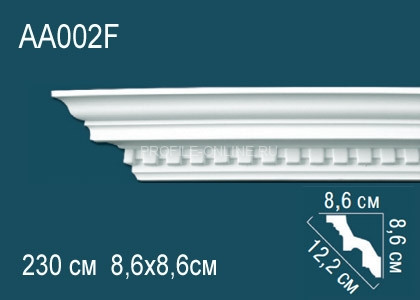 Гибкий потолочный плинтус с рисунком Перфект AA002F белый из полиуретана 86х122х86 мм 230 см