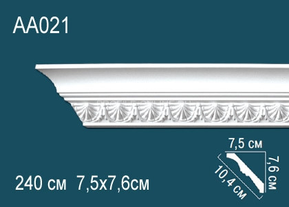 Потолочный плинтус с рисунком Перфект AA021 белый из полиуретана 76х104х75 мм 240 см