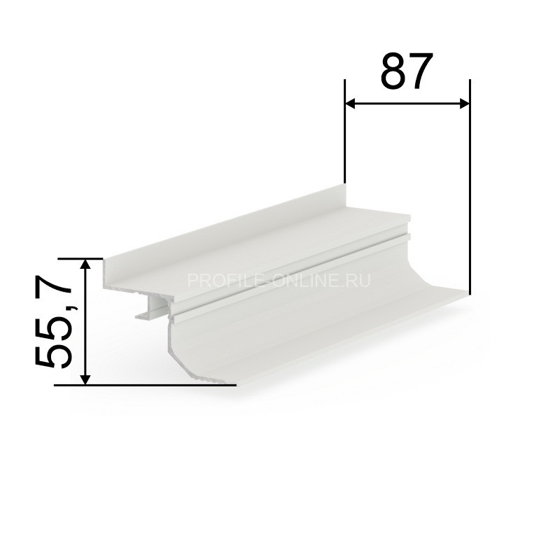 Теневая рейка 87х55.7 мм алюминиевая разноуровневая под подсветку Laconistiq Multilevel Landi Max белая 300 см