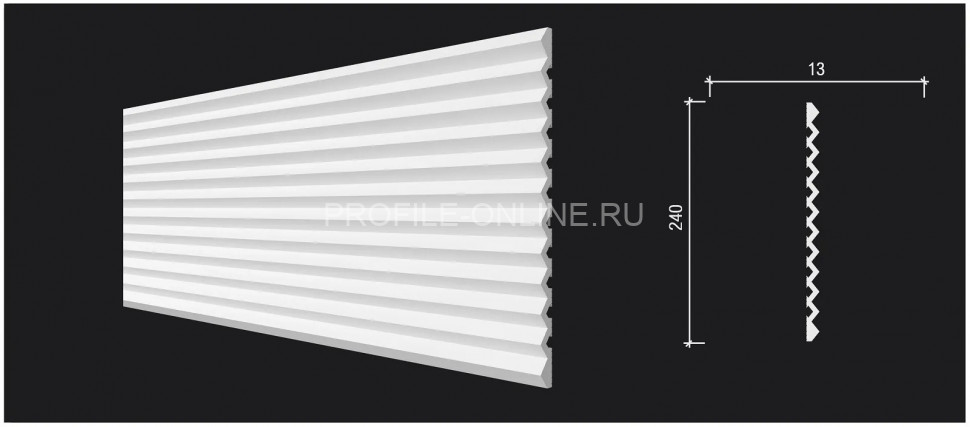 Отделочная стеновая декоративная панель 3D 240х13х3000 мм Decor-Dizayn DD912(3m) из полистирола белая, под покраску 3 м