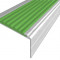 Алюминиевый угловой противоскользящий порог с резиновой вставкой 26х50 мм АУ-50-Анод серебро-зеленый 3 м