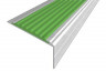 Алюминиевый угловой противоскользящий порог с резиновой вставкой 26х50 мм АУ-50-Анод серебро-зеленый 3 м