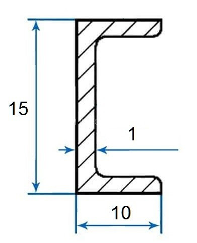 Алюминиевый П-профиль 10х15х10х1 мм 3м (швеллер)