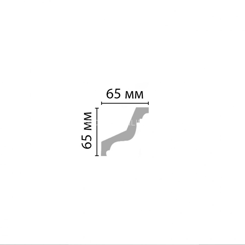 Плинтус потолочный гладкий DECOMASTER 96801 (65х65х2400мм) из полиуретана, белый под покраску