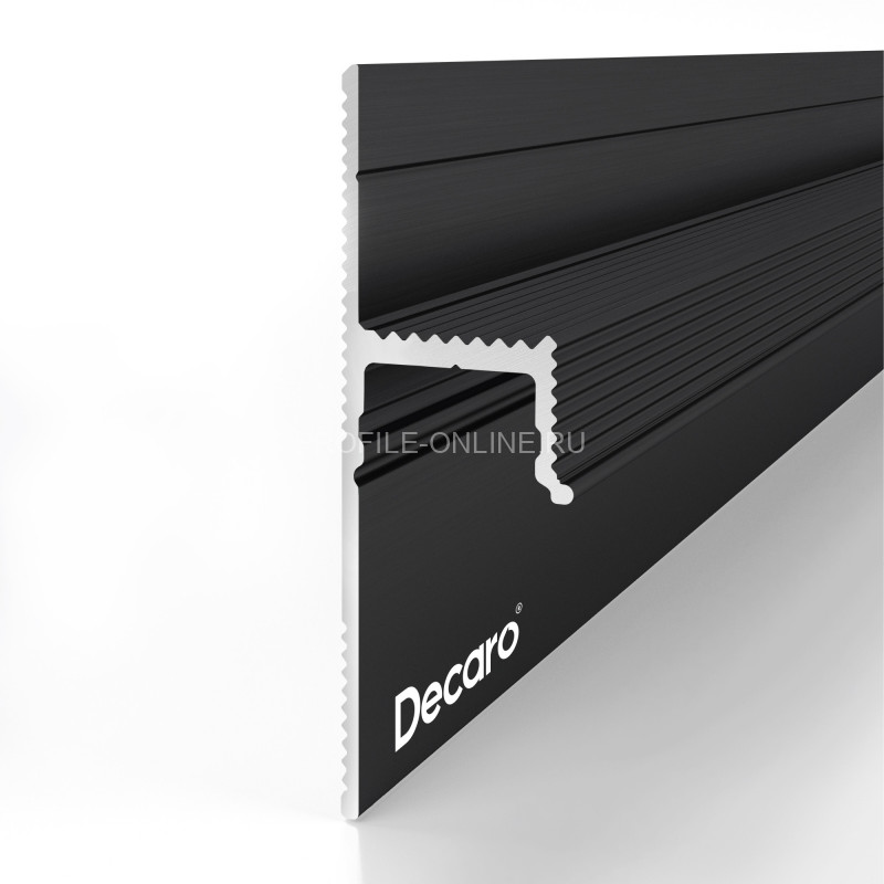 Теневой плинтус алюминиевый Decaro Engineering D003A Black черный с возможностью LED подсветки 2м