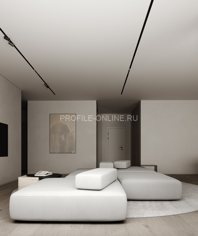 Теневой плинтус скрытого монтажа алюминиевый Decaro Engineering D003A Black черный с возможностью LED подсветки 2м