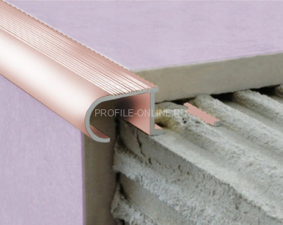 Алюминиевый Z-образный профиль овальный с рифлением 10 мм ZET OWAL PV49-15 розовый блестящий 2,7 м