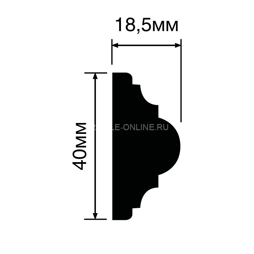 Молдинг 19х40 мм HiWood D40V1 белый 200 см