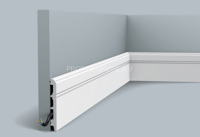 Напольный плинтус Orac Decor Duropolymer SX105 белого цвета из полистирола 108х13 мм 200 см